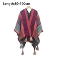 thumbnail image 4 of Poncho Cape en Tricot pour Femmes, Cardigan Kimono Tricoté avec Franges pour Automne Hiver, 4 of 5