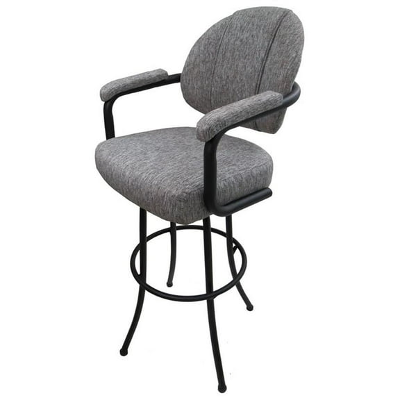 Tobias Designs 34" Swivel Extra Tall Bar Stool in Mojave Gray on Black