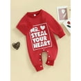 thumbnail image 3 of FEORJGP Infant Baby Girls Boys Sweatshirts Rompers Newborn Valentine's Day Clothes Long Sleeve Jumpsuit Heart Letter Print Bodysuit Crew Neck Jumpsuits Toddler Loose Casual Daily Outfits, 3 of 8