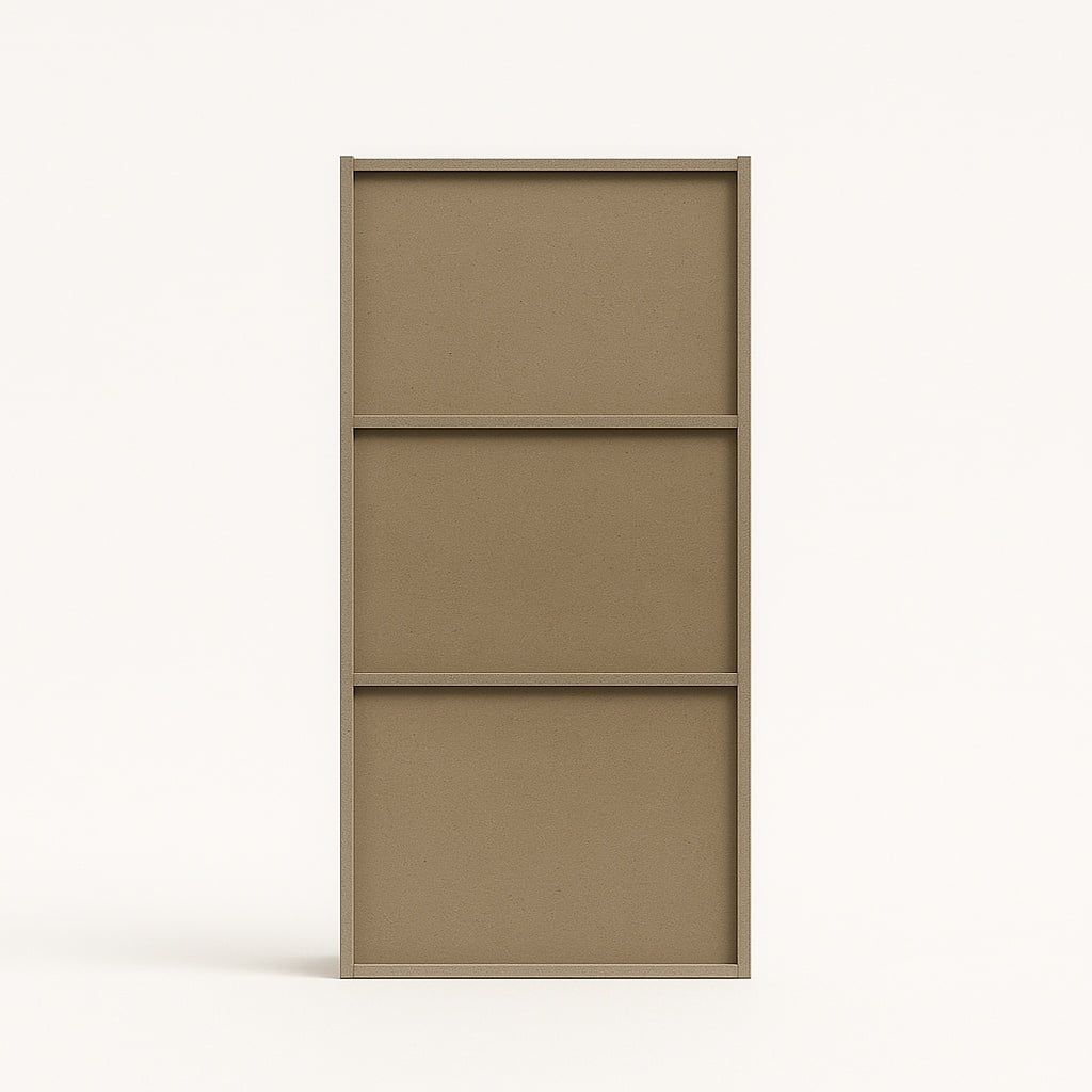 3-Tier Black Bookcase with Doors – Matte Finish Vertical Storage Shelf by PJ Furniture