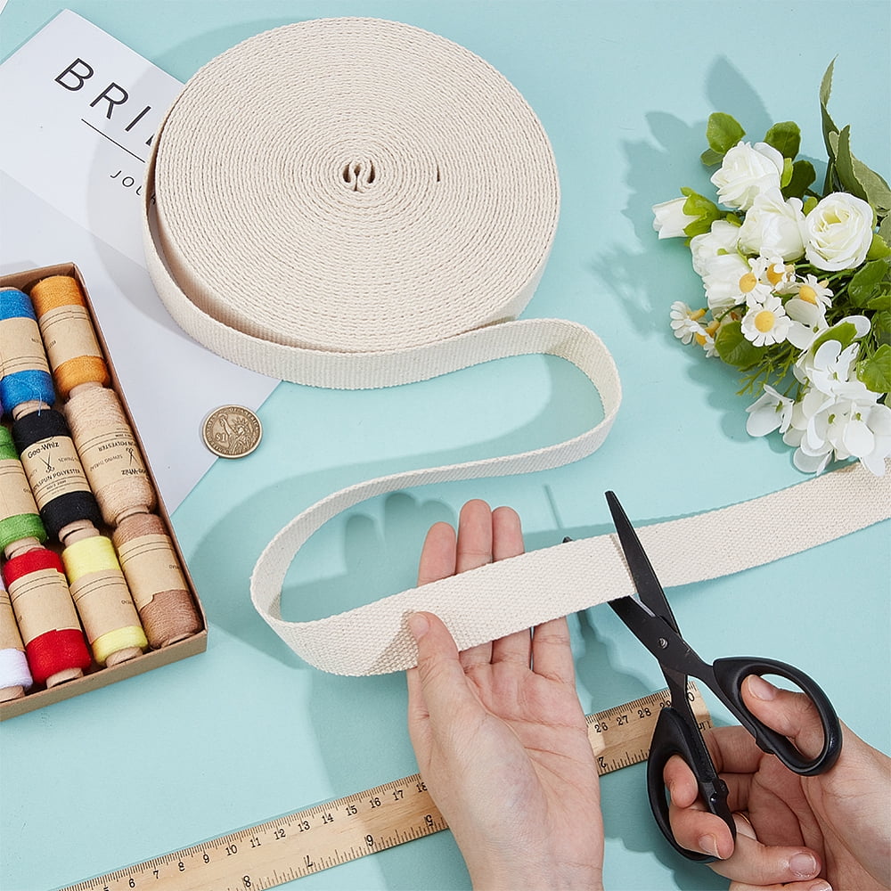 18.31 Yards Cotton Webbing Tape 1-1/8 Inch Wide Beige Heavy Twill Ribbon Herringbone Sewing Ribbon for DIY Craft Sewing Home