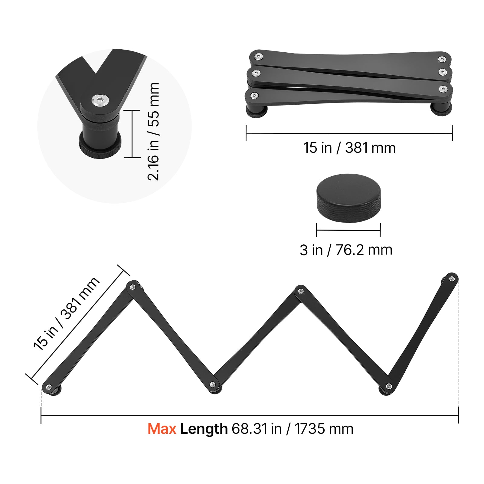 KFFKFF Adjustable 5-Section Hockey Stick Handling Trainer, Portable On/Off Ice Tool for Puck Control, Reaction Time, and Hand-Eye Coordination