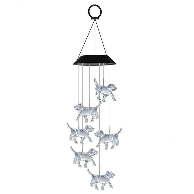 Solar Lights Outdoor Garden Color Changing Outdoor Colorful Solar Wind Chime Light Led Dog Rotating Wind Chime Light Courtyard Light Decoration Wind Chimes Outdoor Deep Tone