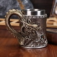 thumbnail image 2 of Jiibva 600ML Vintage Dragon Beer Tankard 304 Stainless Steel Medieval Beer Stein Cup Resin Coffee Beer Mug for Party Bar, 2 of 7