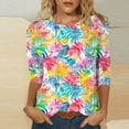thumbnail image 6 of Shirts for Women 3/4 Sleeve Printing Round Neck Casual Loose T-shirt Blouses Multicolor,Womens Tops, 6 of 6