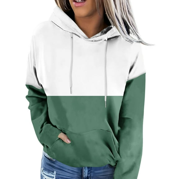 Qulqfy Womens Plus Size Hoodies Patchwork Fall 2025 Winter Fancy Cute Sweatshirts Army Green Tops for Women with Pouch L
