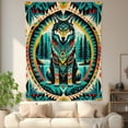 thumbnail image 4 of Wolf Totem Green Illustration Flannel Blanket For Sofa Bed Travel Camping Living Room Office Chair Polyester Gift For Family Friends Soft Warm Comfortable, 4 of 10