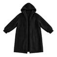 thumbnail image 5 of Women's Thick Sherpa Fleece Hooded Long Coat Oversized Cozy Warm Cardigan Jacket with Pocket Casual Fashion Winter Outer Clothing Black, 5 of 8