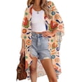 thumbnail image 3 of WIHOLL Women's Cover Up Floral Print Kimono Cardigan Loose Casual Blouse Summer Swimsuit Beach, 3 of 10