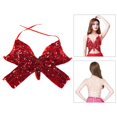 thumbnail image 4 of Sujetador de danza del vientre perfecl Lentejuelas Mariposa Halter Tops Rojo, 4 of 7