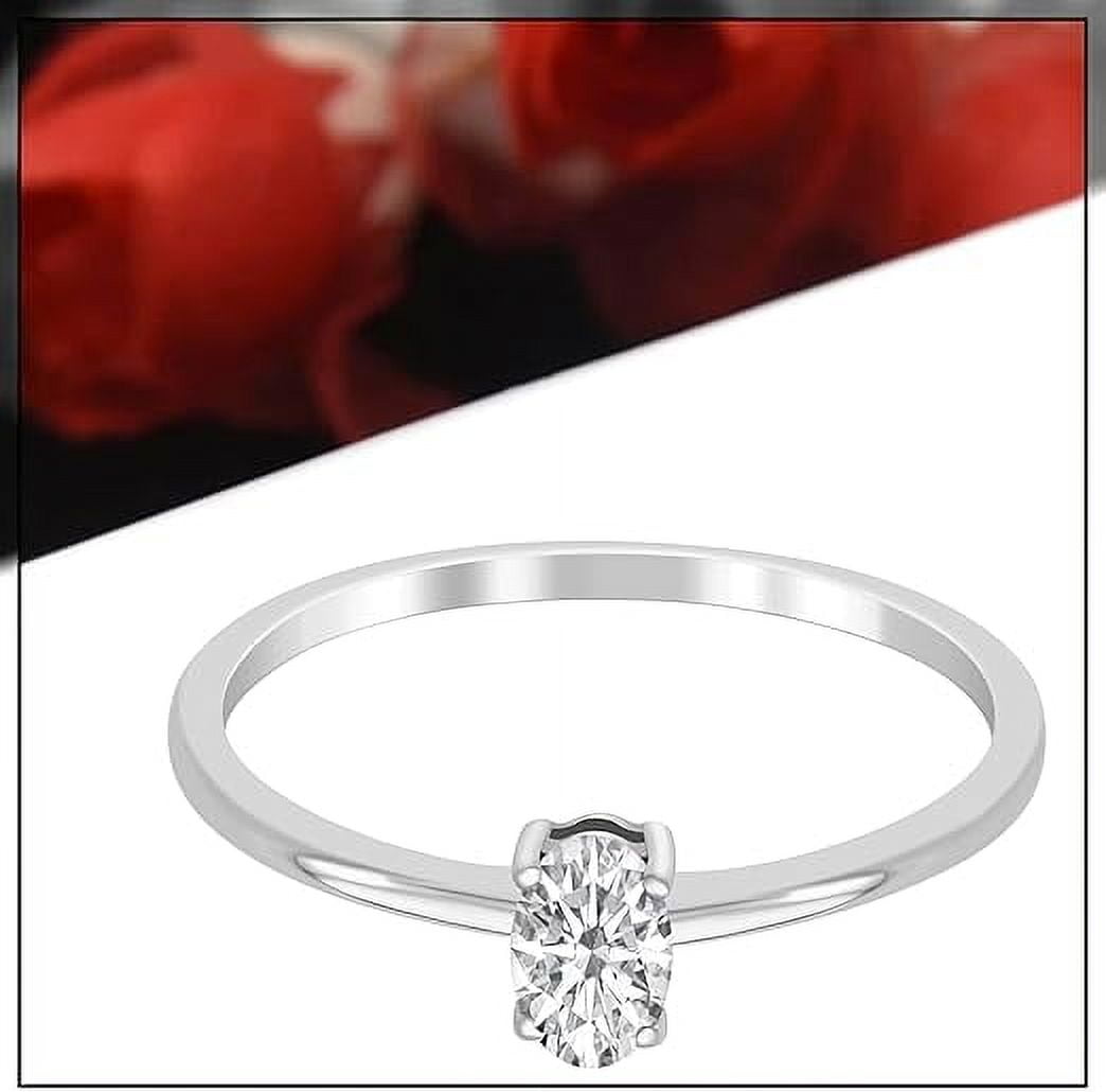 Oval Shape Moissanite Diamond Stackable Solitaire 925 Sterling Silver Engagement Ring for Women Tiny