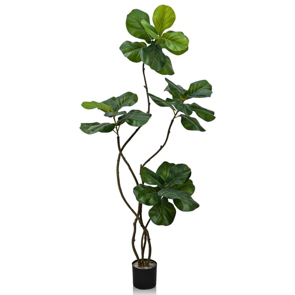 IARTTOP 5.9ft Artificial Fiddle Leaf Fig Tree Faux Ficus Big Green Leaves Evergreen With Pot For Home Office Indoor Outdoor Party Decor