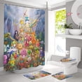 thumbnail image 1 of Juego de 4 cortinas de ducha de Adventure Time con alfombra antideslizante, tapa de inodoro y alfombrilla de baño absorbente en forma de U, cortinas de ducha de tela duraderas e impermeables con 12, 1 of 5