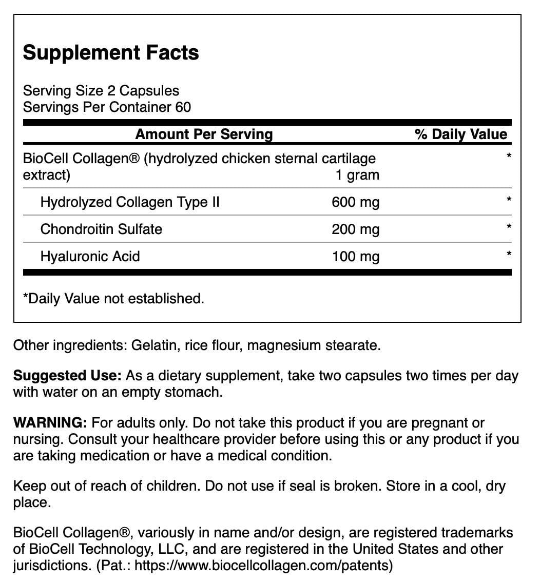 Swanson Chicken Sternum Cartilage - Collagen Type II 500mg 200 Capsules (4 Pack)