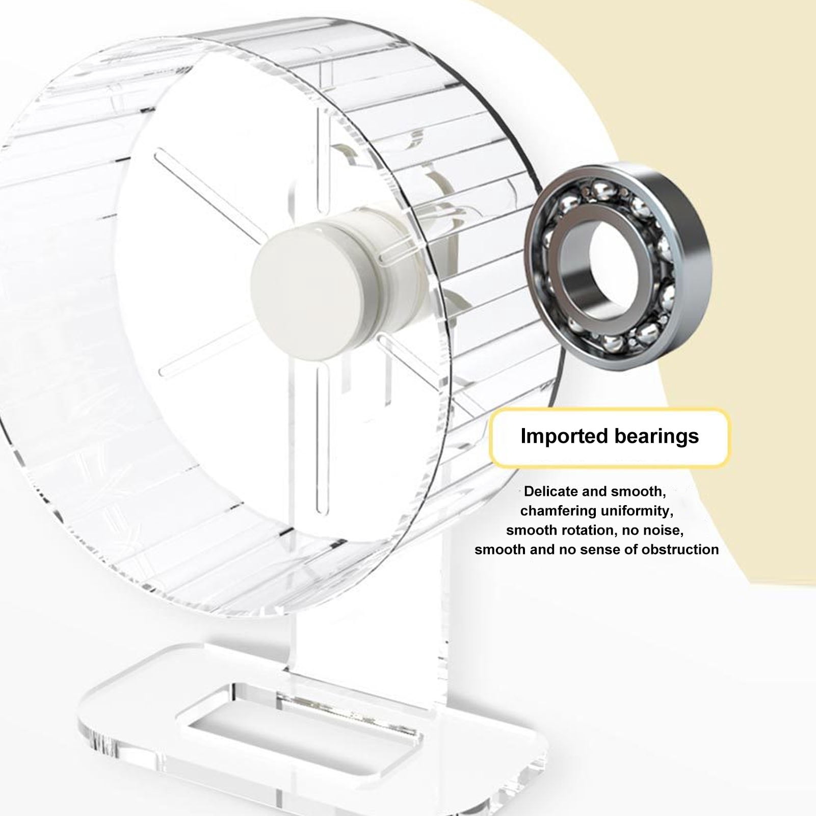 YAHHU Silent Hamster Wheel with Stand Clear Acrylic Exercise Running Toy for Small Pets 8.5 inches / 21.6 cm