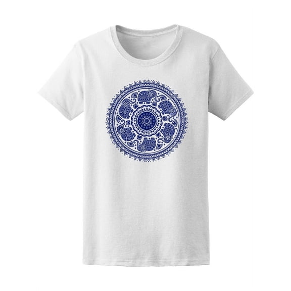 Vintage Tribal Elephants Mandala T-Shirt Women -Image by Shutterstock, Female Small