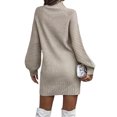 thumbnail image 7 of Lamuusaa Women Knitted Sweater Dress Solid Color Turtleneck Casual Long Sleeve Party Dress, 7 of 7