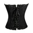 thumbnail image 7 of bbyeadc Womens Black Corset Tops Plus Size Gothic Lace Waist Corset Tops Wedding Shapewear Lingerie Satin Floral Push Up Bodyshaper with T Back, Black XL, 7 of 7
