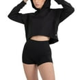 thumbnail image 5 of YITTY Active Women's UltraLuxe Cropped Hoodie – Soft Long Sleeve Sweatshirt, Lightweight (Activewear & Loungewear), Iconic Black, M, 5 of 8