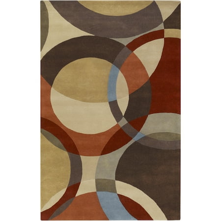 2' x 3' Modern Senzei Spheres Sienna Red and Brown Wool Area Throw