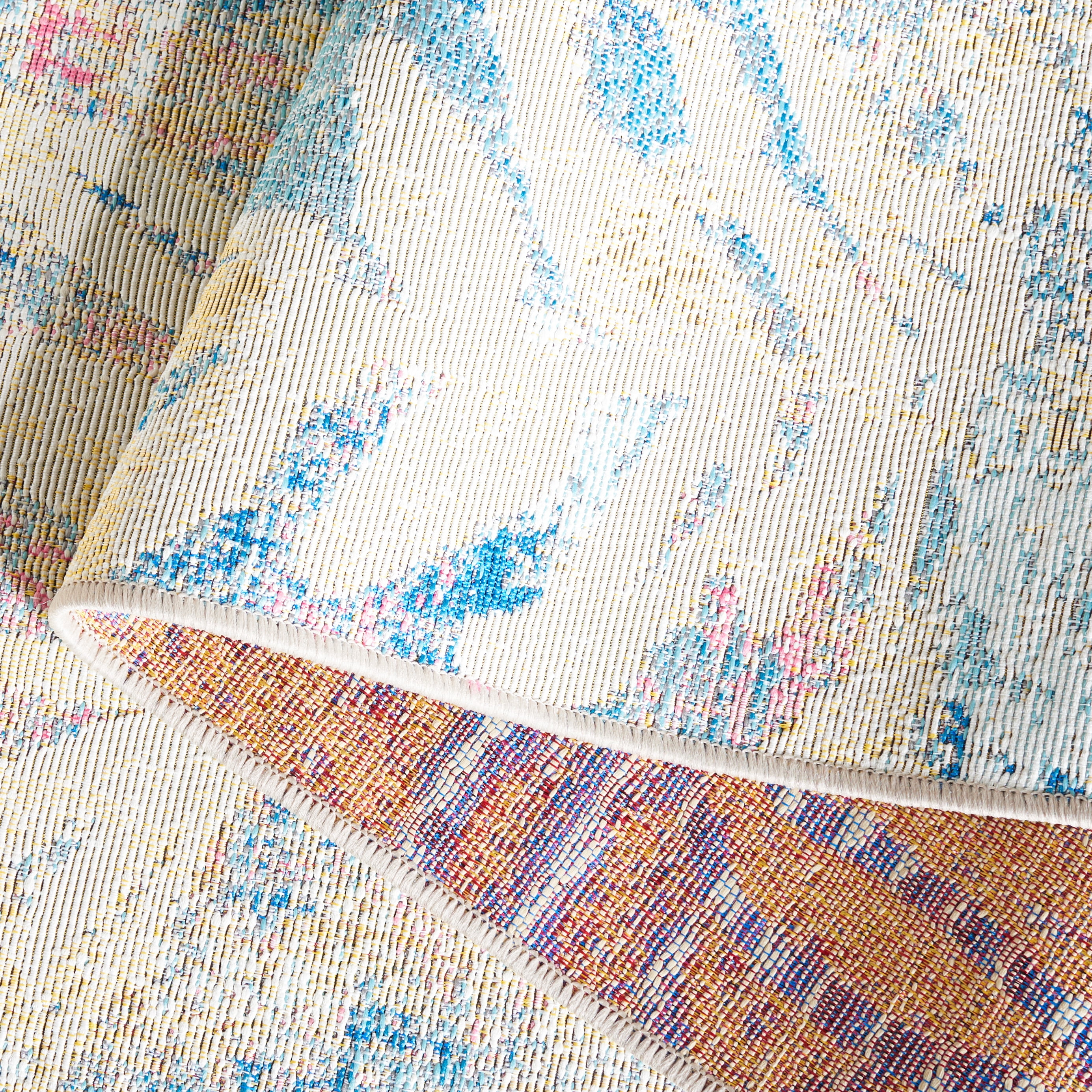 SAFAVIEH Barbados Tobon Botanical Indoor/Outdoor Runner Rug, Light Blue/Ivory, 2'8" x 8'