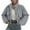 Grey, variant on Womens Stand Collar Polyester Wool Cropped Jacket Button Front Dual Patch Pockets Opaque Three Color Durable Easy Care Oversized Fall Short Coat 1 Count M-XL True To Size