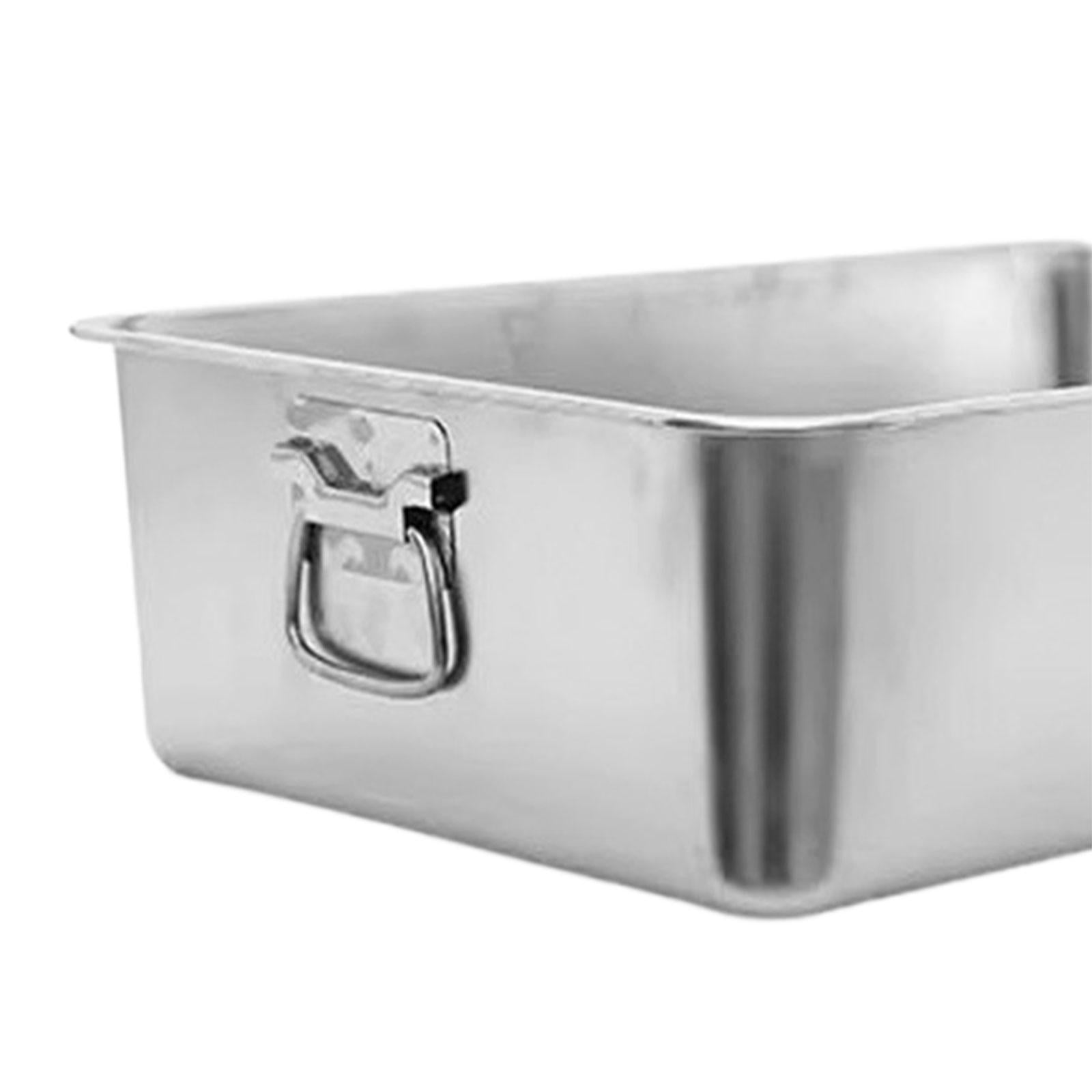 Bvdfgk Stainless Steel Cat Litter Box with Handle Kitten Potty Sturdy Scratch Resistant 45cmx35cmx10cm