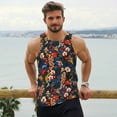 thumbnail image 4 of Wukai Vintage Floral Print Men’s Workout Tank Top Sleeveless Muscle T shirt Gym Running Fitness Tank Top-Small, 4 of 7