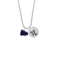 thumbnail image 2 of Delight Jewelry Silvertone Small Purple Megaphone Silvertone Script Initial Disc - N - Charm Necklace, 20"+3", 2 of 4