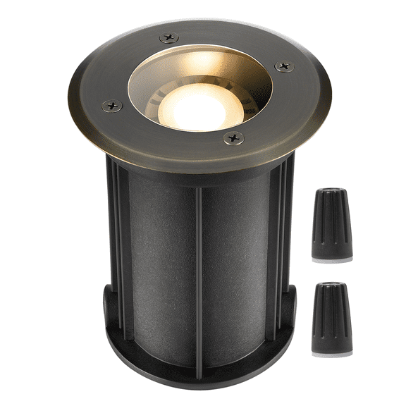 Gardenreet Brass Well Lights Low Voltage, 12V LED Outdoor Landscape Lighting In Ground Lights for Garden, Pathway, Yard, House Without MR16 Bulb(Fat)