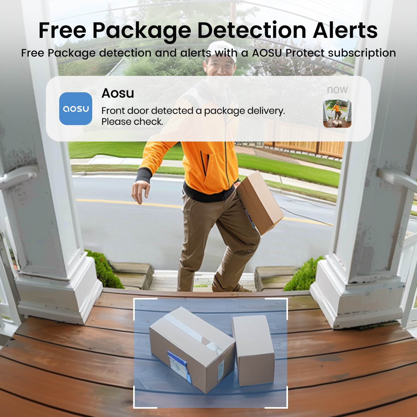AOSU 2K /3MP Wireless Doorbell Camera with Chime, Head-to-Toe View Video Doorbell, Smart Parcel Detection, 2 Way Audio, Night Vision
