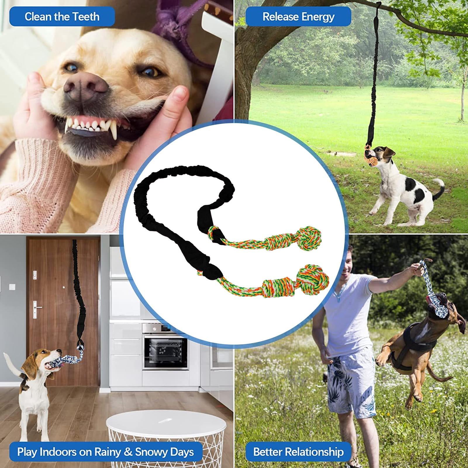 BIMZUC Durable Dog Tug Rope Toy – Bite‑Resistant, Teeth‑Grinding Hanging Rope with Extra Cotton Ball for Indoor & Outdoor Play