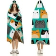 thumbnail image 3 of Cartoon Cat Pattern Wearable Blanket Hoodie Cloak Hooded Blankets Softest Warmth Throw Blanket for Girls Womens Kids, 3 of 6