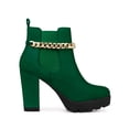 thumbnail image 3 of BLISSFUL STEP Women's Platform Chain Block High Heel Ankle Boots Green 9.5, 3 of 7