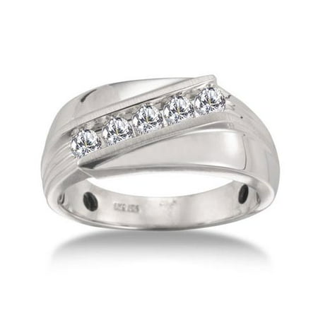 1/2 Carat Diamond 14kt White Gold Men's Ring -- Noble