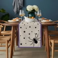 thumbnail image 2 of Halloween Table Runner - 48 Inch Long, Kitchen Dining Table Runner Dresser Scarves, Purple Beige Spi-der Stars Halloween Farmhouse Decor for Coffee Tables Wedding Party Banquet, 2 of 8