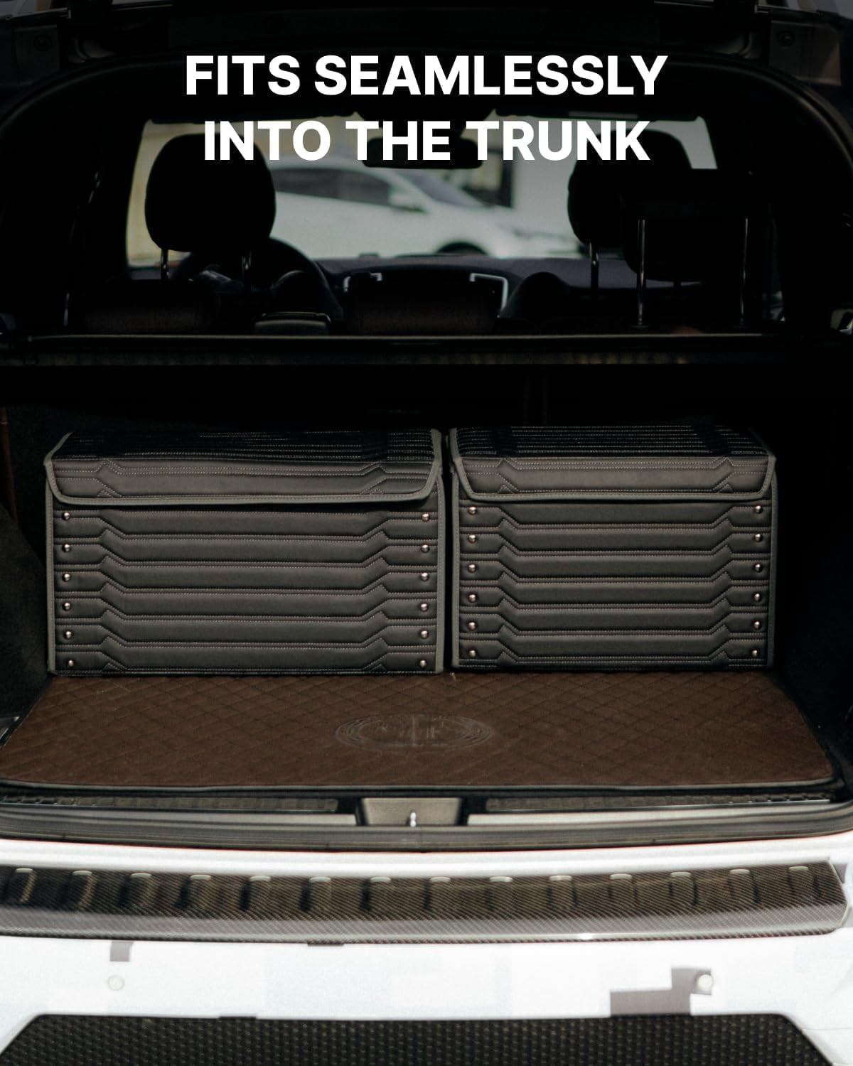 Owleys Eco-Leather SUV and Car Trunk Organizer Storage Bin with Lid Highway 1 Pc