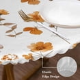 thumbnail image 3 of Brown Spring Floral Round Tablecloth, Fitted Table Cover with Elastic for 45"-54" Round Tables, Flowers Botanical Elegant Pastoral Table Cloth Outdoor Indoor Dinning Party Waterproof Tablecloths, 3 of 7