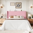 thumbnail image 3 of Einfach Queen Bed Frame, Upholstered Platform Bed with Wingback Headboard, No Box Spring Required, Pink, 3 of 10