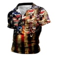 thumbnail image 4 of JLFKNG Males Summer Tee Shirt Tops Summer Lapel Zipper Independence Day Style Printed Shirt For Men Flag Print Retro Short Sleeve Suit For Sports, Dailywear, Shopping And Other Occasions, 4 of 4