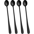 thumbnail image 2 of 9-Inch Long Handle Iced Tea Spoon, Coffee Spoon, Ice Cream Spoon, Stainless Steel Cocktail Stirring Spoons, Set of 4 black, 2 of 5