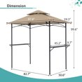 thumbnail image 5 of COBANA Grill Gazebo 8’ by 5’ Outdoor Patio Backyard BBQ Grill Shelter Double Tiered Soft Canopy Top with Steel Frame and Bar Counters, Beige, 5 of 7