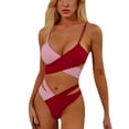 thumbnail image 1 of Diconna Women's Split Two-tone Cross Adjustable Bikini, 1 of 5