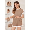thumbnail image 4 of Ekouaer Maternity Pajamas 2 Piece Outfits Waffle Knit Short Sleeve Tops and Shorts Loungewear Set Pregnancy Clothes, 4 of 6