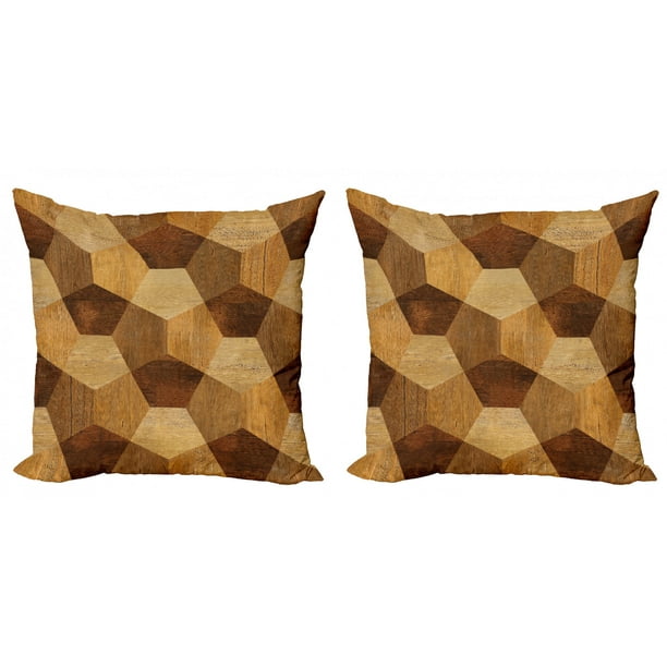 Retro Throw Pillow Cushion Cover Pack Of 2 Abstract Parquet Flooring Wooden Rustic With Geometric Monochrome Pattern Zippered Double Side Digital Print 4 Sizes Brown Pale Brown By Ambesonne Walmart Com Walmart Com