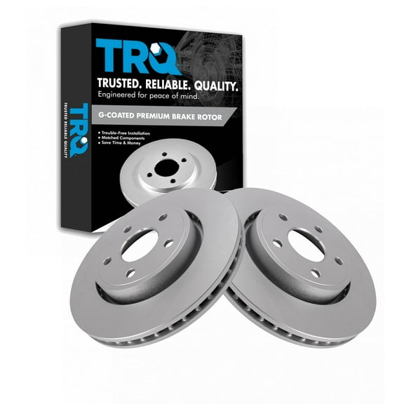 TRQ Front Brake Rotors Set Vented Premium G-Coated Fits Select 2006-2010 Jeep Commander 2005-2010 Grand Cherokee