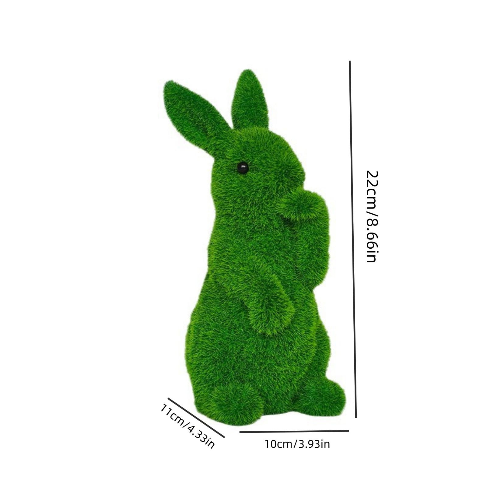 Green Resin Rabbit Statue, Easter Bunny Garden Ornament and Spring Home Decor for Lawn, Patio, or Tabletop