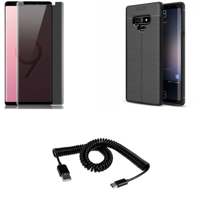 Note 9 Ultra Slim Fit TPU Case Cover w Metal Braided Type-C USB Cable Charging Power Sync Wire USB-C Cord Compatible with Samsung Galaxy Note9