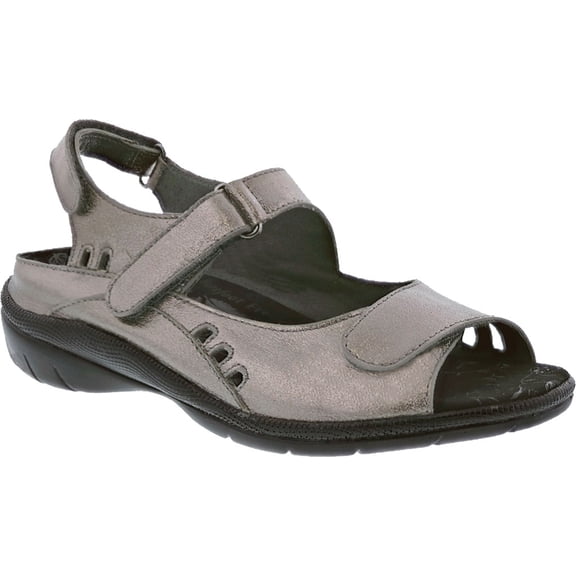 Women's Drew Tide Hook and Loop Sandal Pewter Leather 5.5 WW