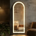 thumbnail image 5 of EDX LED 3 Color Lighting Full Body Mirror 71"x 26" Arched Floor Mirror with Lights Wall Mounted Free Standing Leaning for Home, White, 5 of 8